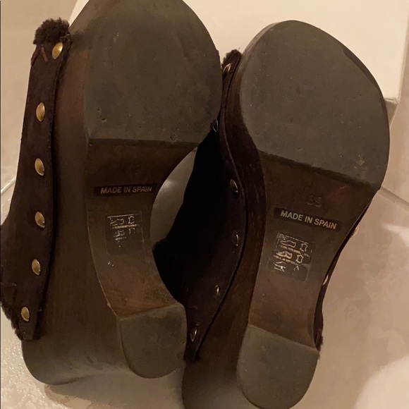 Yves Saint Laurent Megeve slide brown shearling - Picture 6 of 8